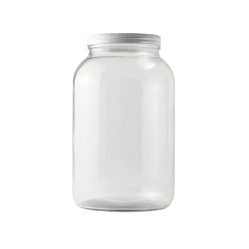 FastRack - 1 Gallon Jar with White METAL Airtight Lid | Glass Canisters with Airtight Lids | Large Glass Jar with Fermentation Lid for brewing, fermentation and pickling