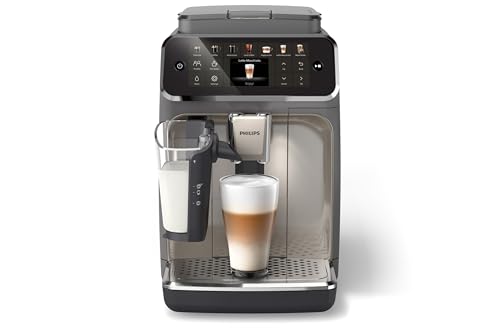 Philips 4400 Series Fully Automatic Espresso Machine – 12 Hot & Iced Coffees, Quick-to-Clean LatteGo Milk System, SilentBrew, QuickStart, Ceramic Grinder, Cashmere Grey (EP4444/90)