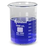 United Scientific™ Chemistry Glassware Measuring Beaker, 1000mL Low Form Griffin, 3.3 Borosilicate Laboratory Glassware, Double Scale Graduated, Autoclavable, ASTM-E960 Compliant, 1 Each