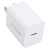 エレコム 充電器 Type-C USB-C 20W USB PD対応 1ポート PSE認証品 GaN採用 折りたたみ式プラグ ホワイト 【 iPhone16 15 等対応】 EC-AC6820WH