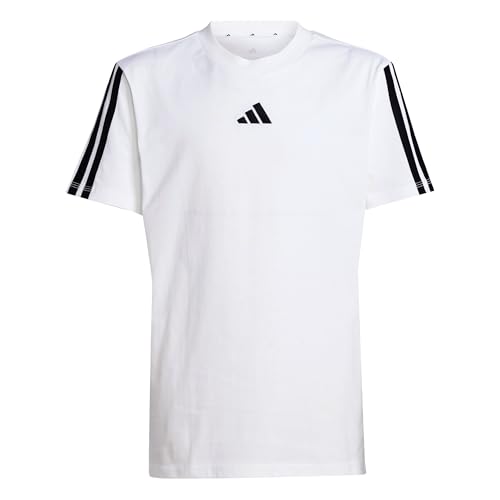 (-47%) adidas Unisex Kinder Essentials 3 Stripes Shirt, White/Black, 9-10 Years