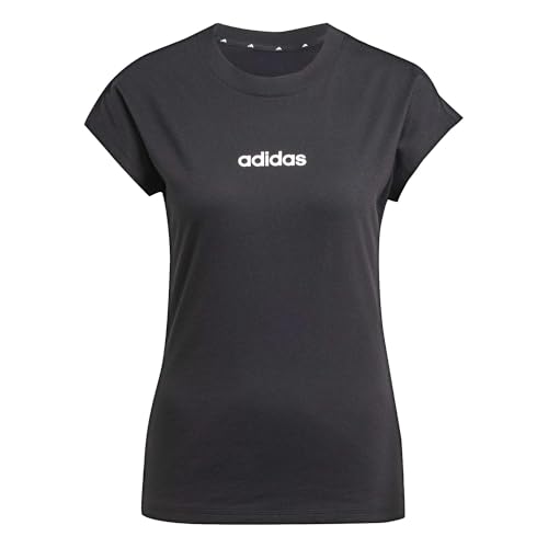 (-42%) adidas Damen Essentials Linear Cotton Shirt, Black/White, L