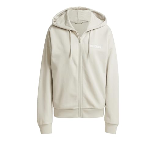 (-45%) adidas Damen Essentials Linear Full Zip French Terry Hoodie Sweatshirt, Wonder Alumina/White, M