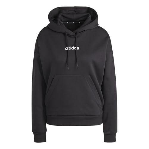 (-48%) adidas Damen Essentials Linear Fleece Hoodie Sweatshirt, Black/White, S