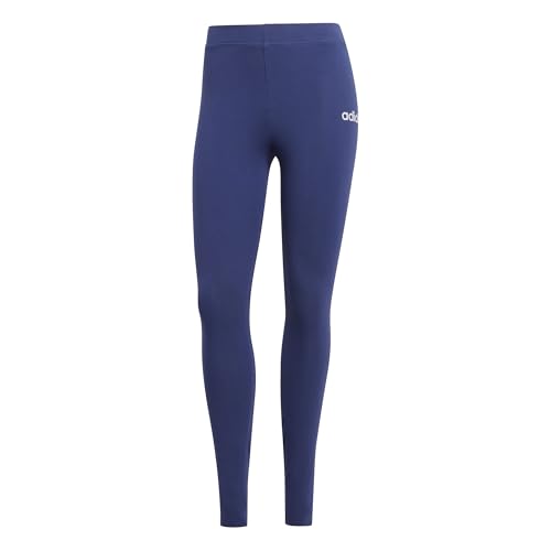 (-35%) adidas Damen Essentials Linear Cotton Leggings Tights, Dark Blue/White, S