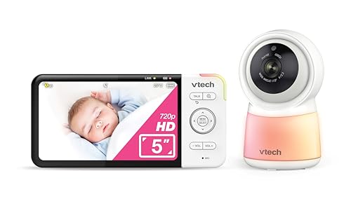 VTech RM5754HDV2 5” Smart HD Video Baby Monitor with Remote Access, Night Light, 2-Way...