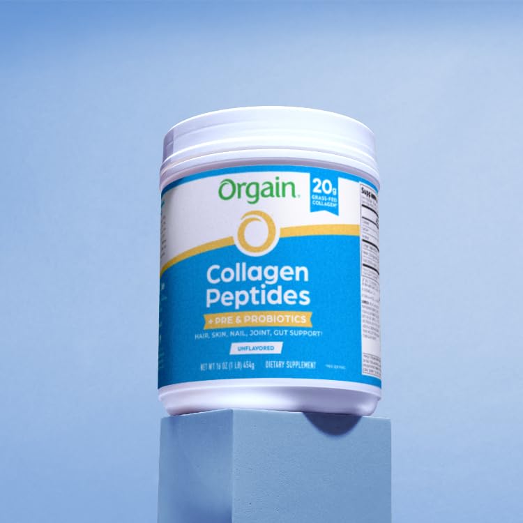 Orgain Hydrolyzed Collagen Peptides + Prebiotic & Probiotics Powder for Women & Men, 20g Grass Fed Collagen, 1 Billion CFU - Supports Digestive, Hair, Skin & Joint Health, Non-GMO, Type I & III, 1lb