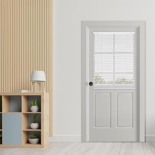 DEZ FURNISHINGS Cordless No Tools 1" Magnet Mini Blinds for Metal Doors, Room Darkening, 25" W x 42" H, White