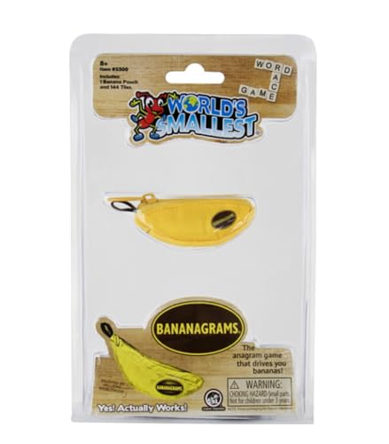 Worlds Smallest Bananagrams - Family Word Game - Includes: 1 Banana Pouch, 144 Tiles. Recommended for Ages 8 and up