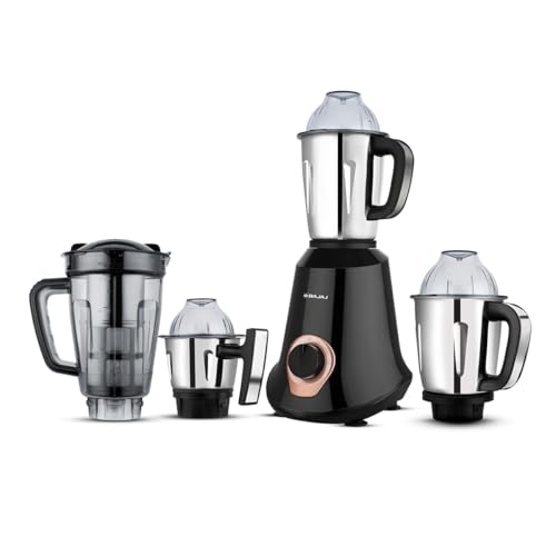 Bajaj Military Series Glamore 1000 W Mixer Grinder With 4 Jars (3 Stainless Steel Jars + 1 Fruit Filter Jar) | DuraCut Blades | Powerful Titan Motor |