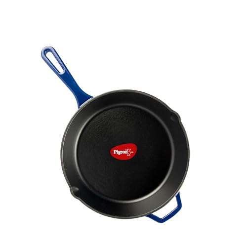 Pigeon Imperi Cast Iron Fry Pan/Skillet, Free Silicone Grip, Pre-Seasoned,100% Healthy &amp; Toxin-Free, Naturally Nonstick Frying Pan, Makes Food Tas