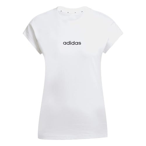 (-35%) adidas Damen Essentials Linear Cotton Shirt, White/Black, L