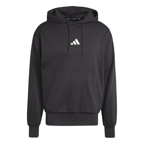 🔥 STARKER PREIS (-63%) adidas Herren Essentials Feelcozy Fleece Hoodie Sweatshirt, Black/White, M