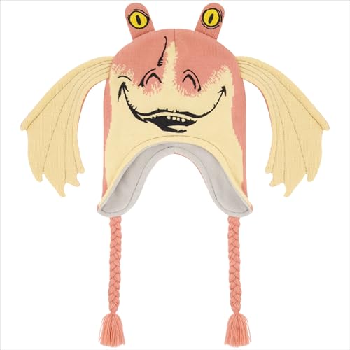 STAR WARS Jar Jar Binks Beanie Hat, Peruvian Winter Knit Cap with 3D Gungan Ears and Tassels, Multi, One Size