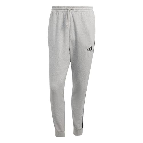 (-14%) adidas Herren Essential Three Stripes French Terry Pants, Medium Grey Heather/Black, XXL