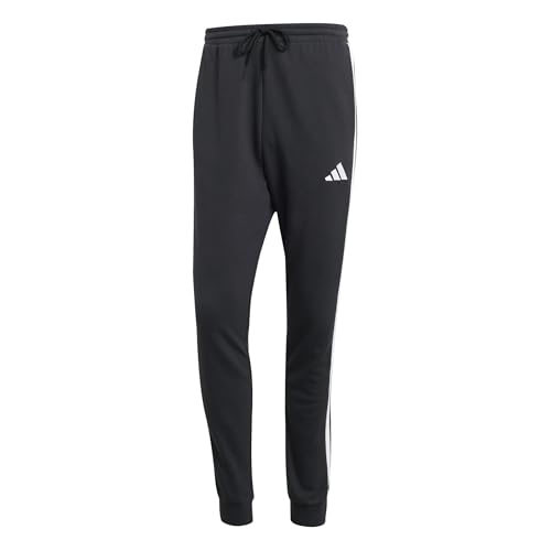(-48%) adidas Herren Essential Three Stripes French Terry Pants, Black/White, L
