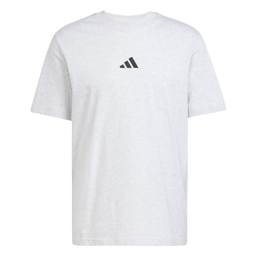 (-36%) adidas Men's Essentials SMALL Logo Single Jersey Tee, Light Grey Heather/Black, M
