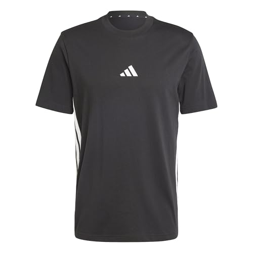 🔥 STARKER PREIS (-51%) adidas Herren Essential Three Stripes Single Jersey Shirt, Black/White, M