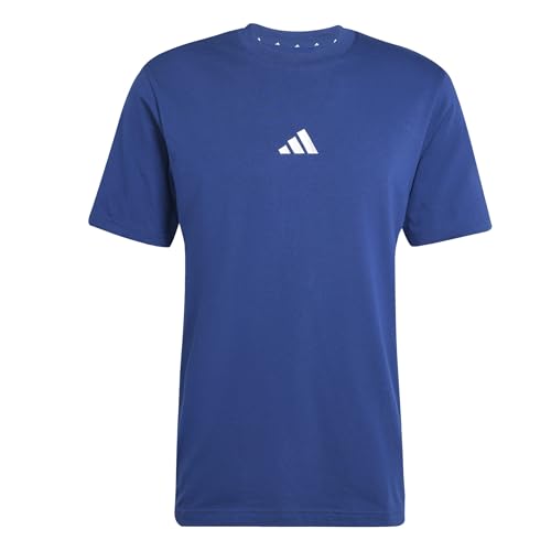 (-34%) adidas Herren Essential Three Stripes Single Jersey Shirt, Dark Blue/White, L