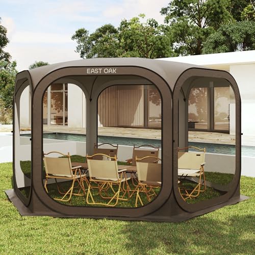 East Oak Screen House Zelt Pop-Up, tragbares Raumüberdachung, sofortiges Bildschirmzelt 3,6 x 3,6 m mit Tragetasche für Terrasse, Hinterhof, Deck & Ou