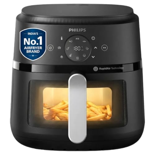 PHILIPS Air Fryer NA231/00 with touch panel, 6.2 Litre, Extra Large | with touch panel, uses up to 90% less fat, 1700W, with Rapid Air Technology (