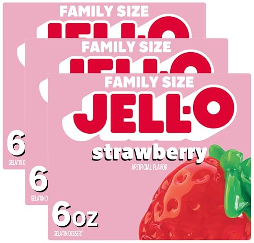 Jell-O Strawberry Gelatin Dessert Mix (6 Oz Box) (Pack of 3)