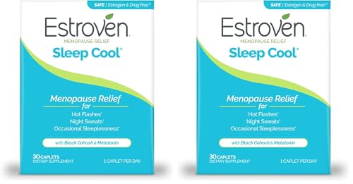 Estroven Sleep Cool for Menopause Relief, 30 Ct, Sleep Support Supplement With Clinically Proven Ingredients to Relieve Menopause Symptoms plus Night Sweats & Hot Flash Relief, Drug-Free & Gluten-Free