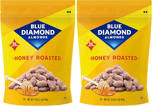Blue Diamond Almonds Honey Roasted Snack Almonds, Honey Roasted, 1 Pound (Pack of 2)