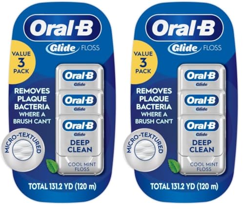 Oral-B Glide Pro-Health Dental Floss, Deep Clean Cool Mint Flavor, 40 M, 3 Count (Pack of 2)