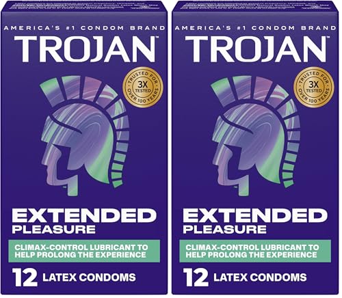 TROJAN Extended Pleasure Climax Control Extended Pleasure Condoms, 12 Count (Pack of 2)