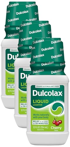 Dulcolax Liquid Laxative, Stimulant Free Laxative for Comfortable Relief, Cherry Flavor, 12 oz. (Pack of 3)