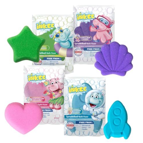 (-24%) INKEE Bath Fizzer Mix 4er Pack - Badebomben Kinder mit Mandelöl, 4x 20g