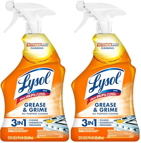Lysol Pro Kitchen Spray Cleaner and Degreaser, Antibacterial All Purpose Cleaning Spray for Kitchens, Countertops, Ovens, and Appliances, Citrus Scent, 22oz (Pack of 2)