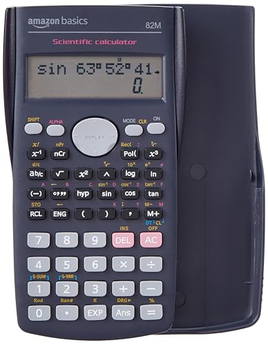 Amazon Basics AB-82MS 240 Functions and 2-Line Display Scientific Calculator | 240 Function Scientific Calculator | 2-Line Large Display, Blue