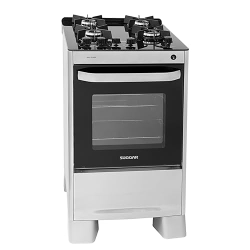 Fogão de Piso Suggar 4 Bocas Mesa de Vidro Neo Glass Prata– Bivolt