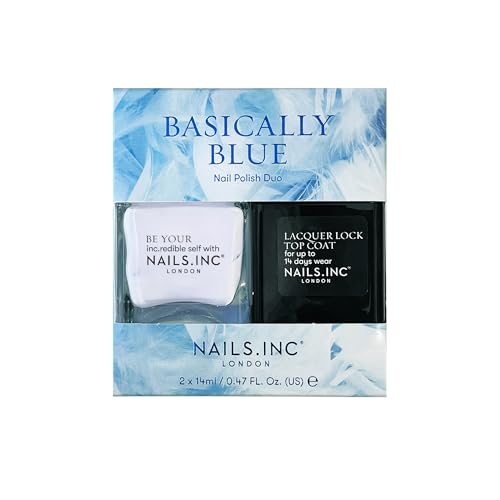 Nails Inc Be Your Inc.redible Self Basically Blue Nail Polish Duo, Top Coat, Fast Drying, Long Lasting, High Shine, Chip Resistant, Air Dry Manicure, Cruelty Free, Vegan, 2 Piece Set