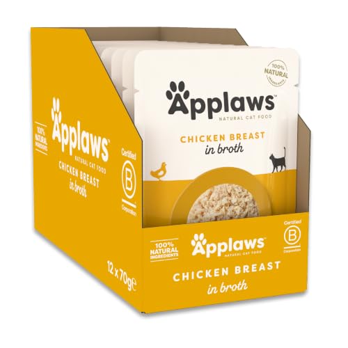 🔥 STARKER PREIS (-33%) Applaws Natürliches Nassfutter für Katzen im Beutel, Hühnerbrust in Brühe - 12 x 70g