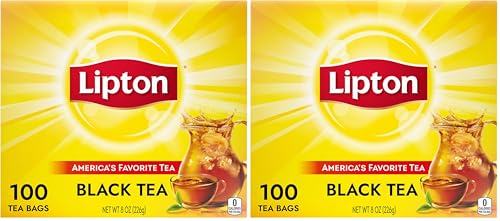 Lipton Unsweetened Black Tea Bags, Can Support Heart Health, 100 Count (Pack of 2)