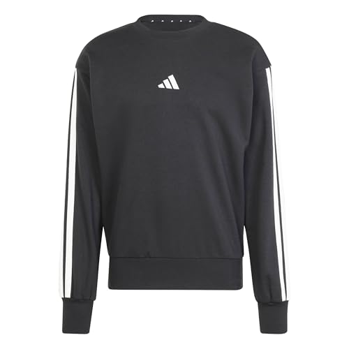 (-46%) adidas Herren Essential Three Stripes French Terry Sweatshirt, Black/White, XL
