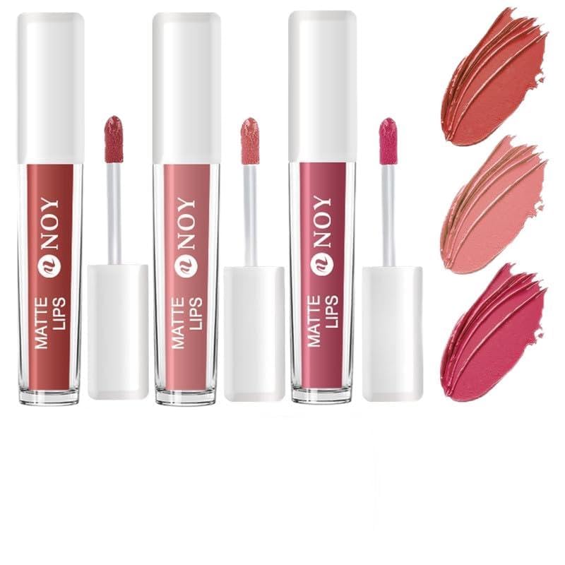 NOY Bare All Beauty 100% Long Lasting Upto 15Hr & Smudgeproof:Must-Have Classic Nude Matte Lipsticks Brown Nude, Mauve Nude (Sets 3) #WC113