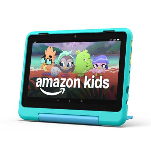 Amazon Fire HD 8 Kids Pro tablet (newest model), ages 6-12. Bright 8" HD screen, includes ad-free content, parental controls, 13-hr battery, slim case for older kids, 32GB, Hello Teal