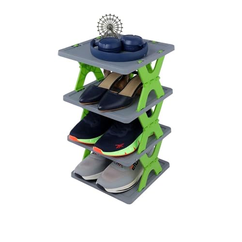 Arto Space Organizer Multi-Purpose 4 Layer Folding Shoe Rack, Stackable Shelf, Space-Saving, Easy Assembly and Stable in Structure, Corner Storage Org