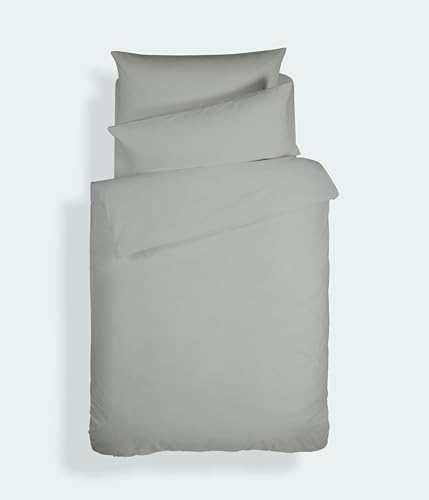 Bianca Plain Dyed Dark Grey Duvet Cover Set for 135 cm Bed 100% Cotton Percale