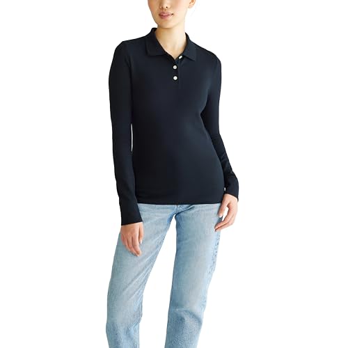 AEROPOSTALE Women's Aero Uniform Polo Long Sleeve Dark Black