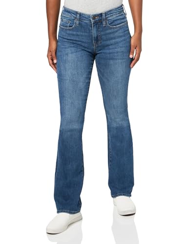 AEROPOSTALE Women's Aero Mid Rise Bootcut Jean, Medium Wash, 8