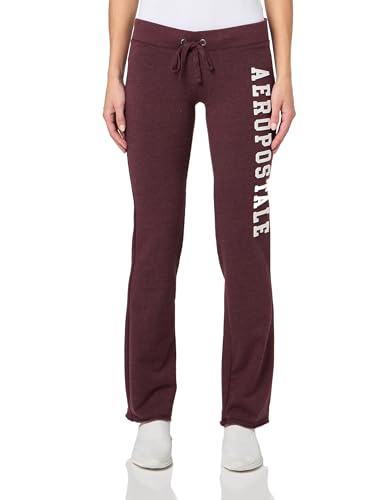 AEROPOSTALE Women's Aero Logo Flare Pant-Arches, Rich Burgundy, Medium