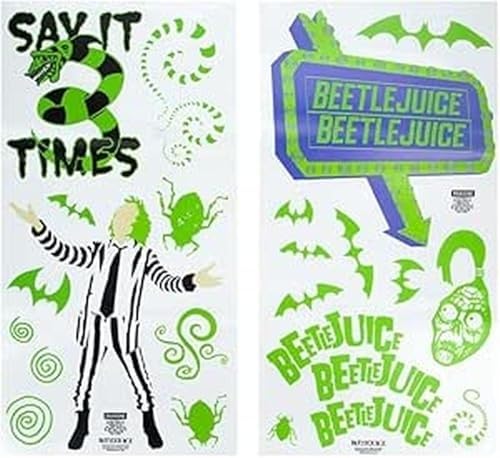 Beetlejuice Wall Decals - Officially Licensed Merchandise, 50 Stickers inc 20 Glow in the Dark Stickers, Retro Spooky Home Decor for Horror Fans, Gothic Bedroom Decor | Paladone