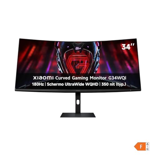 (-25%) Xiaomi G34WQi Ultrawide Gaming Monitor 34 Zoll - WQHD, 180Hz, 1ms, HDR 10, 100% sRGB, 4000:1 Kontrast, 350nits, FreeSync, RGB Ambient Light, Low Blue Light, Randlos, Schwarz