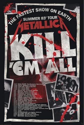 BUY ART FOR LESS Officially Licensed Metallica - Kill'em All 83 Tour 24 x 36 Inch Art Poster - Decorative Print - Poster Paper - Ready to Frame