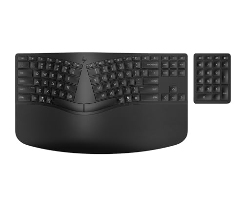 HP 960 Ergonomic Wireless Keyboard/Multi-Device/Soft Touch Palm Rest/Bluetooth/Swift Pair/OS Auto-Detection/Negative tilt/Split keyframe/Separate nump